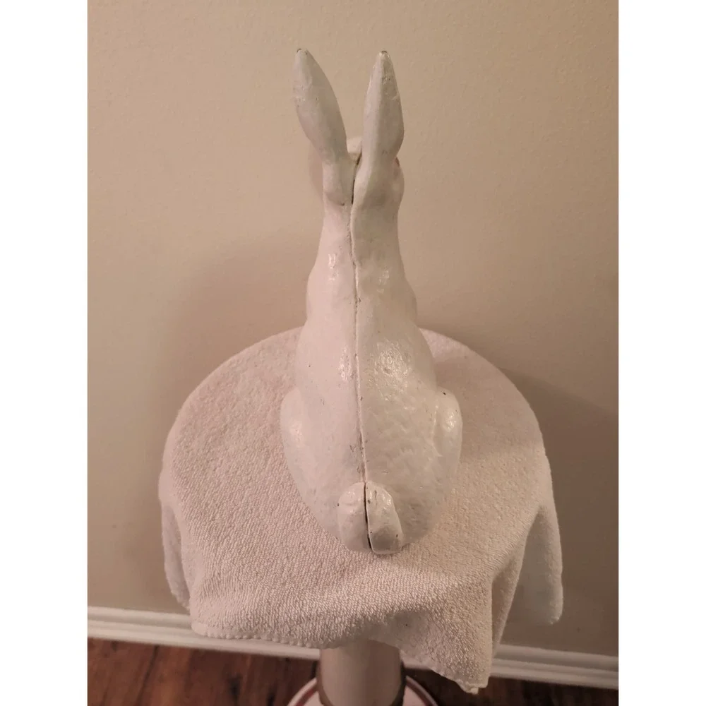 antique cast iron garden bunny  Hubley  Kramer Rabbit White Paint Doorstop.13LBS